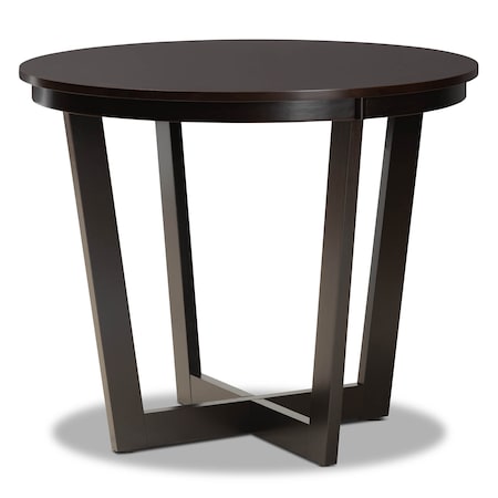 Baxton Studio Alayna Dark Brown Finished 35-Inch-Wide Round Wood Dining Table 169-10898